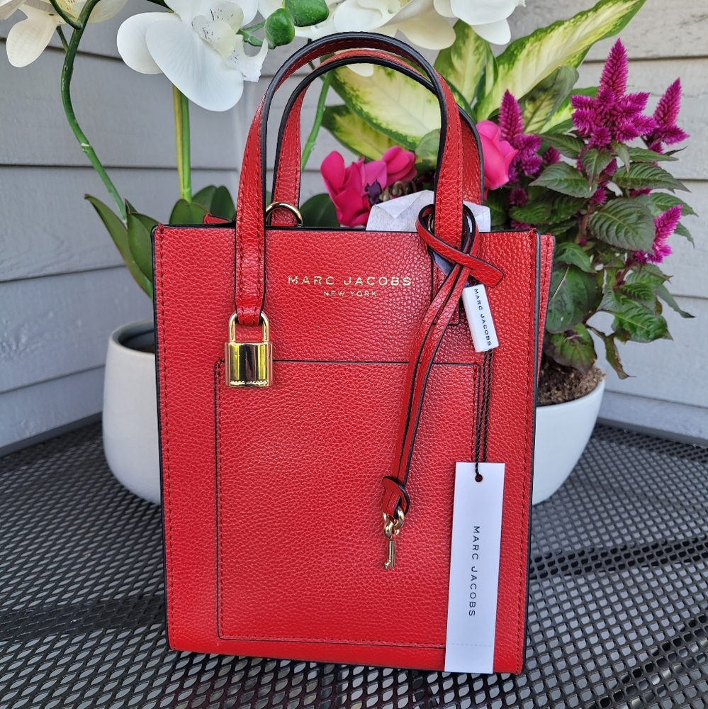 Marc Jacobs Red Pebble Leather Micro Tote and Crossbody